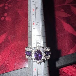 Elegant White Gold Filled Purple CZ Women's Ring